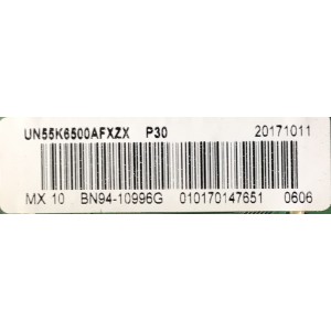 MAIN PARA SMART TV SAMSUNG / NUMERO DE PARTE BN94-10996G / BN41-02534B / BN9410996G / 10996G / BN97-11141F / 10996G / BN9711141F / PANEL CY-VK055BGLV2H / MODELO UN55K6500AFXZX FA01